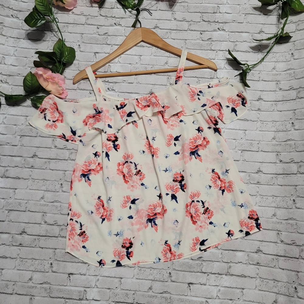 💐Sienna Sky-Shirt with fallen sleeves, size S, floral design🌺